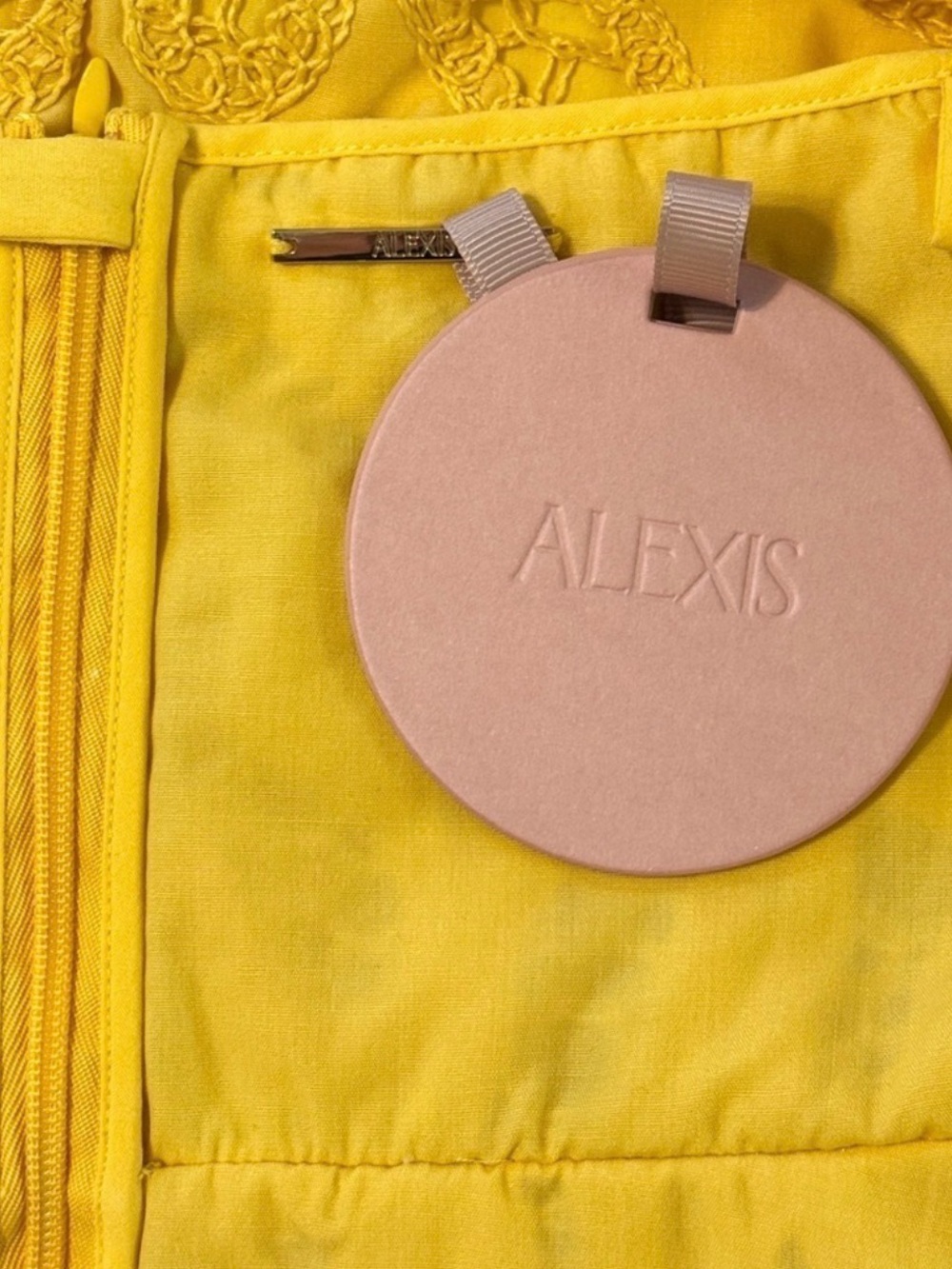 Alexis Bright Yellow Lace Mini Dress with Spaghetti Straps - Picture 5 of 5